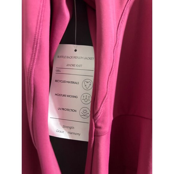 Isabella Activewear Women's Ruffle Back Peplum Jacket Amore Knit Size L NWT - Picture 4 of 6